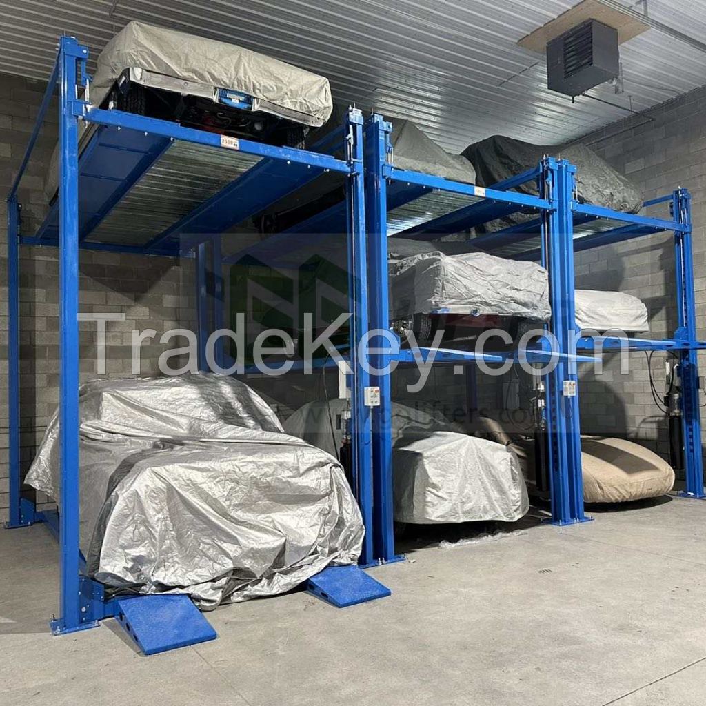 4 post tripl stacker car parking lift hydraulic driven 2500kg capacity