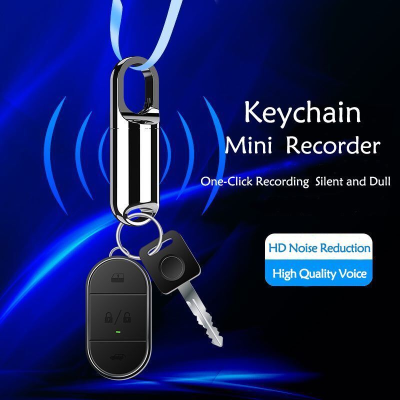 Mini Keychain Voice Recorder, 8GB USB Audio Voice Recorder, Rechargeable Metal Casing Digital Voice Recorder (Silver)