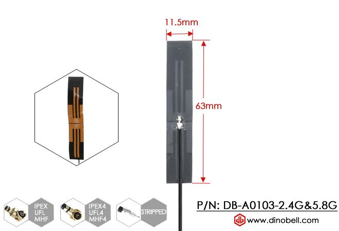 Dinobell 6dBi 2.4&amp;5.8Ghz WiFi FPCB antenna DB-A0103-2.4G&amp;5.8G