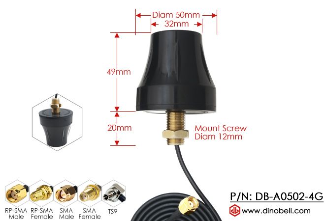 Dinobell 6dBi IP67 waterproof 4G LTE Screw Mount Antenna DB-A0502-4G