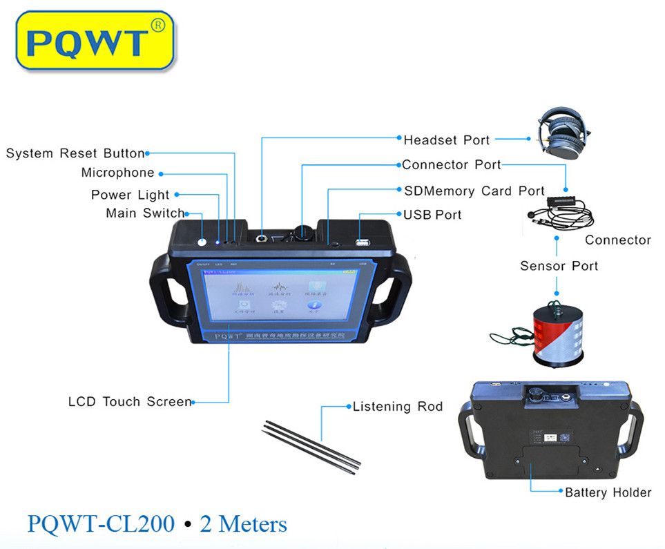 2M  Pipe Water Leak Detector PQWT-CL200 