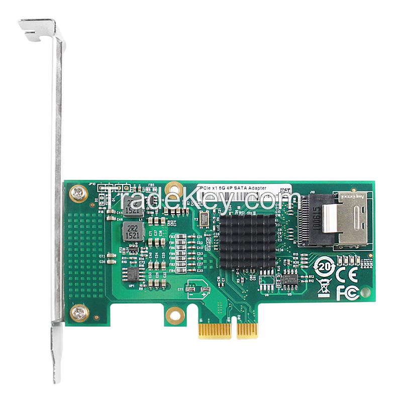 Linkreal One-Lane PCIe 2.0 to 4-Port SATA 3.0 Expansion Card 6Gbps Marvell chips 88SE9215