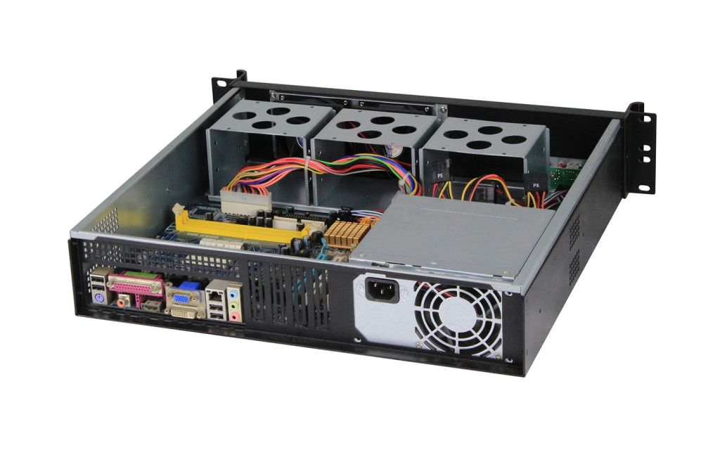 2U Server case industrial chassis 1.0mm SGCC fingerprint resistant, aluminum front panel, mounting ears and handles