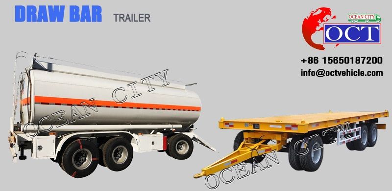 China factory customized 2 axles skeleton draw bar semi trailer