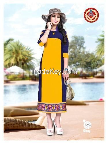 Semi-stitched Printed Rayon Kurti