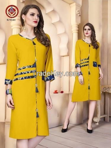 A-line Casual Wear Rayon Kurti