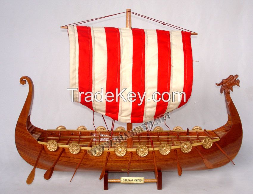 DRAKKAR VIKING WOODEN MODEL BOAT HIGH QUALITY MADE IN VIETNAM