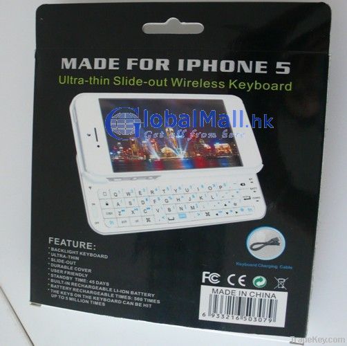  bluetooth mini keyboard with Ultra-thin and Slide-out backlit for iPhone 5