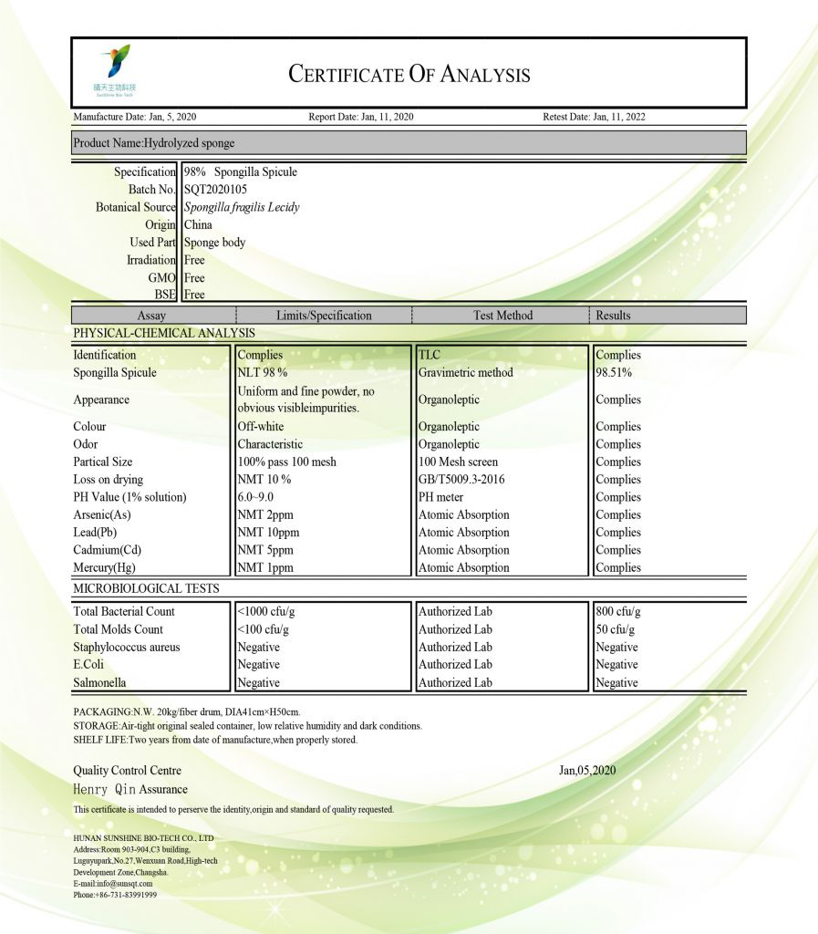 SQT Cosmetic spongilla powder of Freshwater Sponge Extract