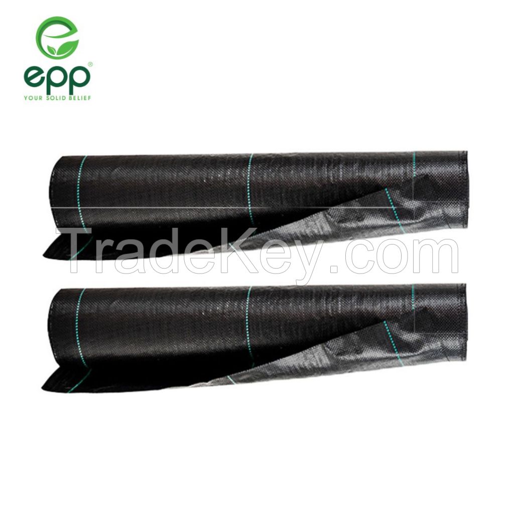 PP woven weed control fabric, woven landscape fabric, black ground cover, anti weed mat, PP woven landscape fabric, black weed control mat, PP Agricultural Weed Mat, Agricultural Weed Mat, made in Vietnam PP woven fabric, agricultural weed barrier