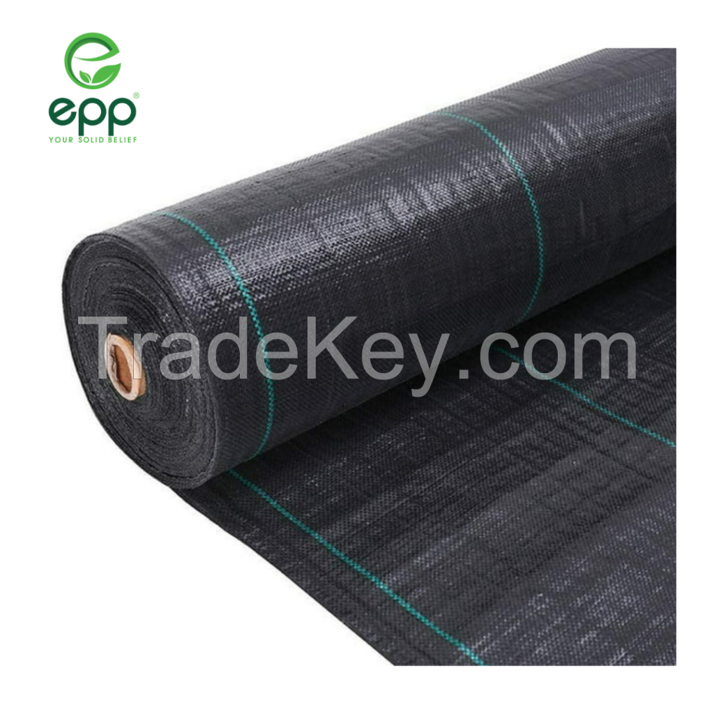 PP woven weed control fabric, woven landscape fabric, black ground cover, anti weed mat, PP woven landscape fabric, black weed control mat, PP Agricultural Weed Mat, Agricultural Weed Mat, made in Vietnam PP woven fabric, agricultural weed barrier