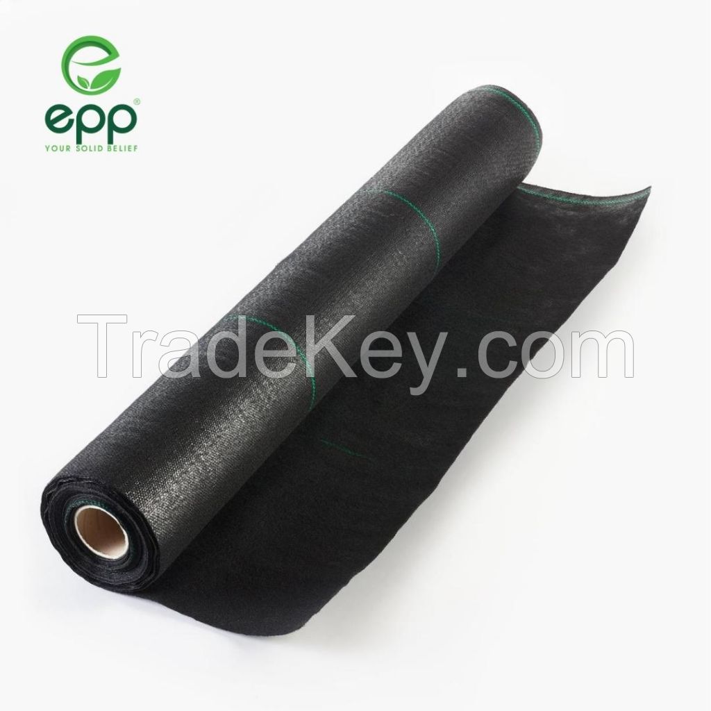 PP woven weed control fabric, woven landscape fabric, black ground cover, anti weed mat, PP woven landscape fabric, black weed control mat, PP Agricultural Weed Mat, Agricultural Weed Mat, made in Vietnam PP woven fabric, agricultural weed barrier