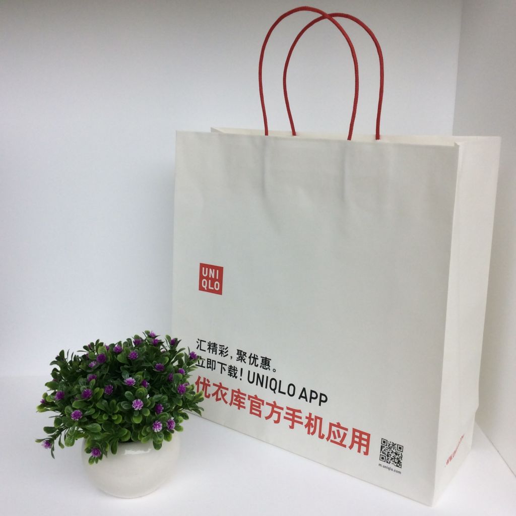 Cheap recycle paper shopping bags, High quality J cut paper bag