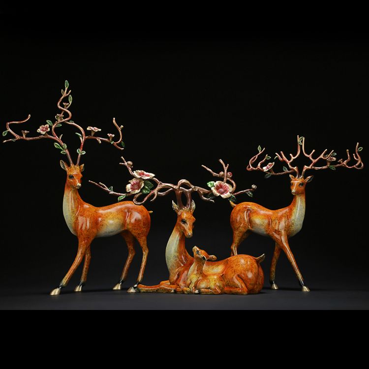 Outdoor Garden Decorative Sika Deer Statues Cast Metal Bronze Deer Sculpture