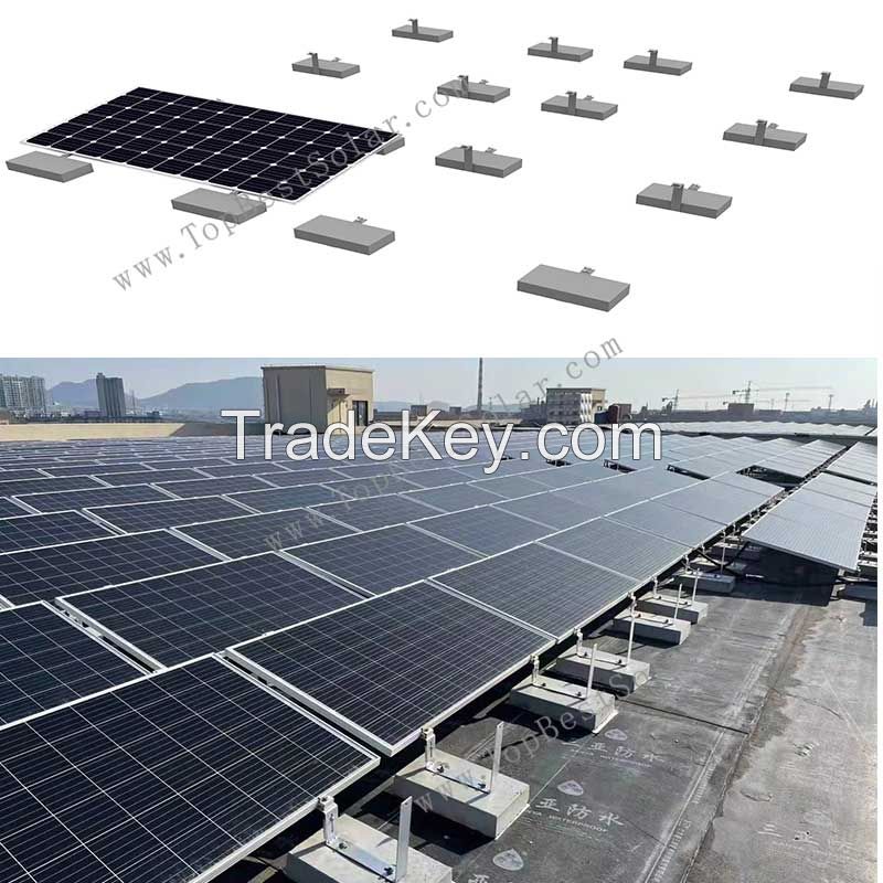 Railless solar ballast mounting for flat roof