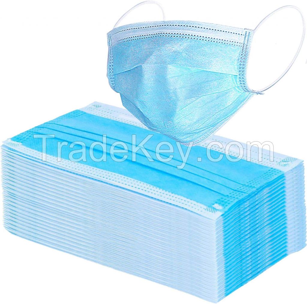 Blue Earloop Pleated Medical 3 ply Surgical Face Mask Disposable