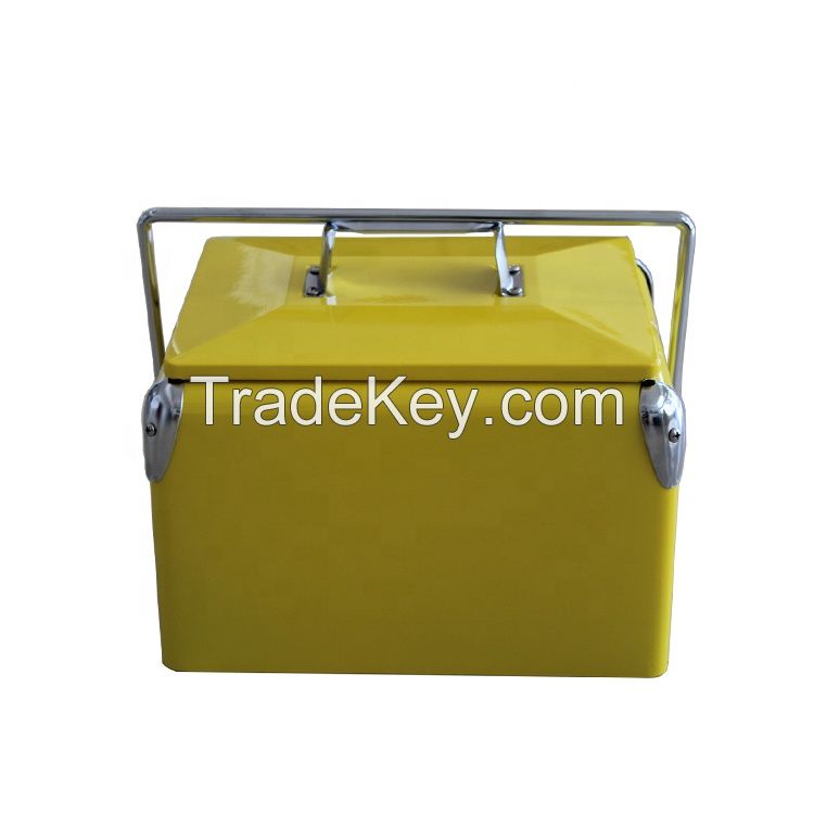 Small Portable Ice Mini Retro Picnic Beer Metal Cooler Box