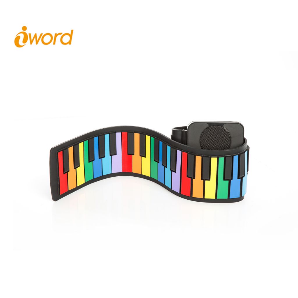 iword S3037C 37 Keys Roll Up Piano With Speaker In Rainbow Color