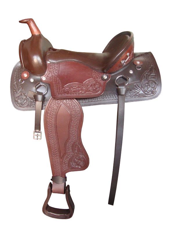 16&quot; western pleasure trail summer saddle wade hard smooth leather seat FQH