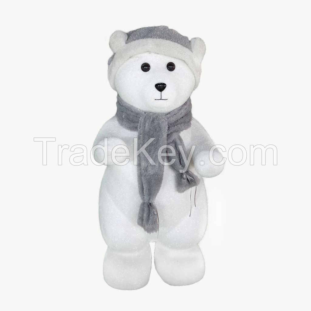 Standing Bear white Christmas bear lovely glittery pile coating bear