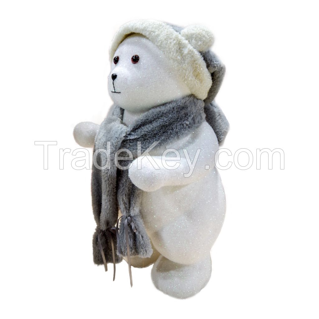 Standing Bear white Christmas bear lovely glittery pile coating bear