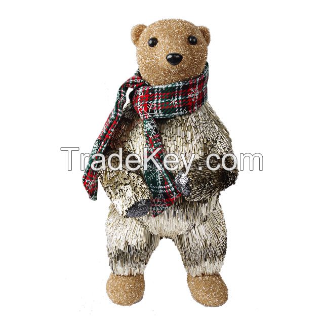 Standing Bear scarf Christmas bear glittery decorations