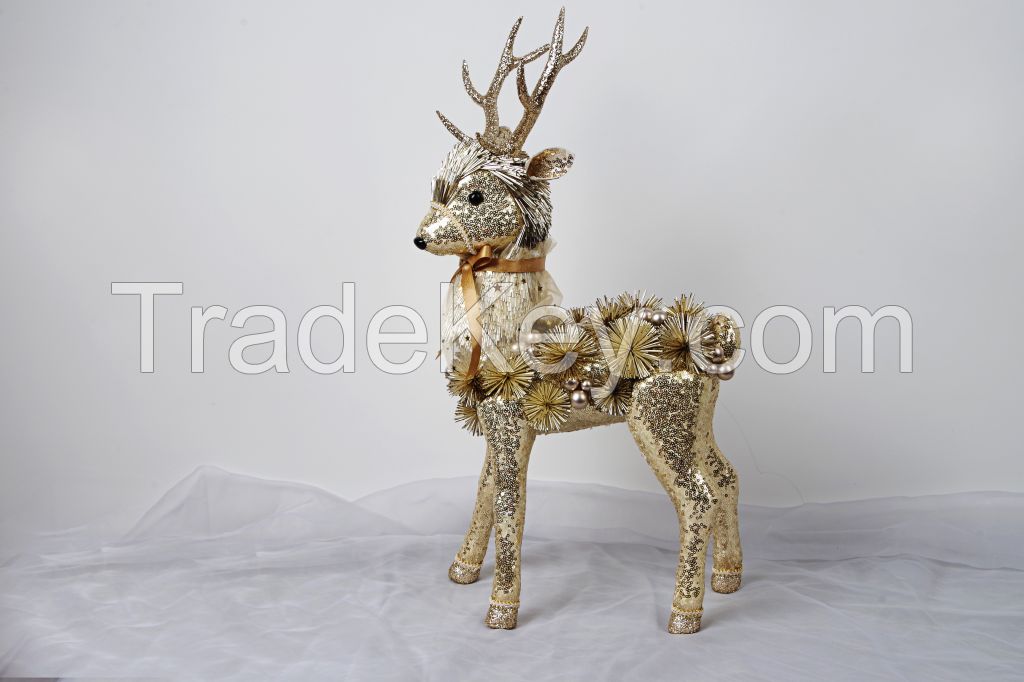 Handmade Christmas reindeer PET glittery tubes decorative deer