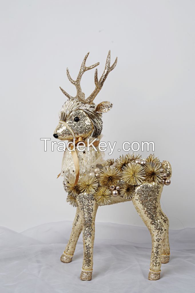 Handmade Christmas reindeer PET glittery tubes decorative deer