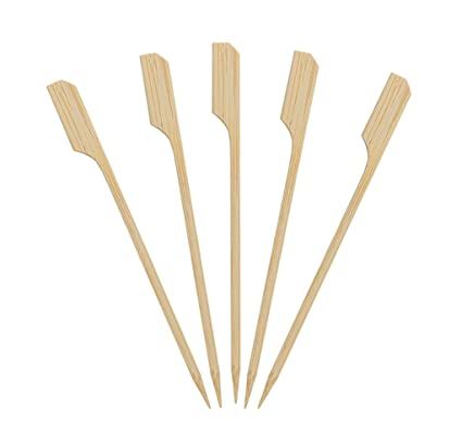 Disposable Kebab Gun Shape Flat Bamboo Skewers With Paddle 