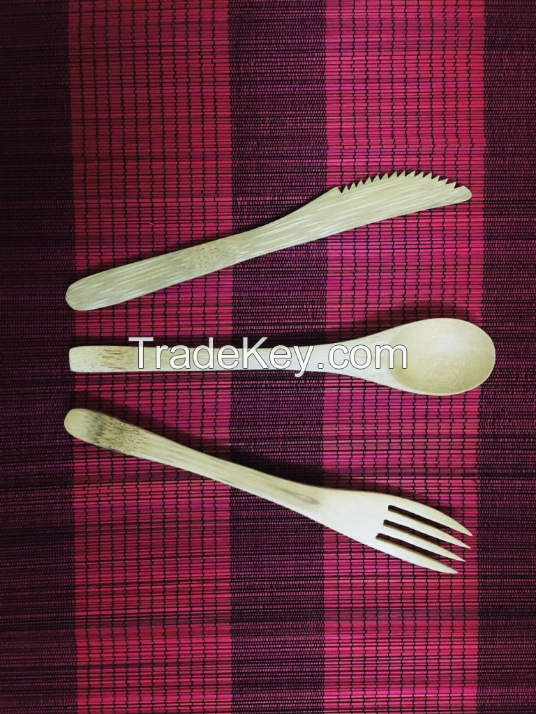 Biodegradable reusable bamboo cutlery (customize logo)