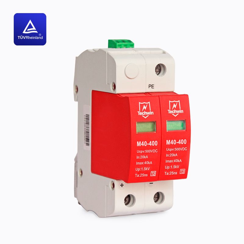  Techwin DIN rail 40kA Class C surge protection deviceï¼SPDï¼TÃ¼V certificated for Lower than 1500V DC PV system