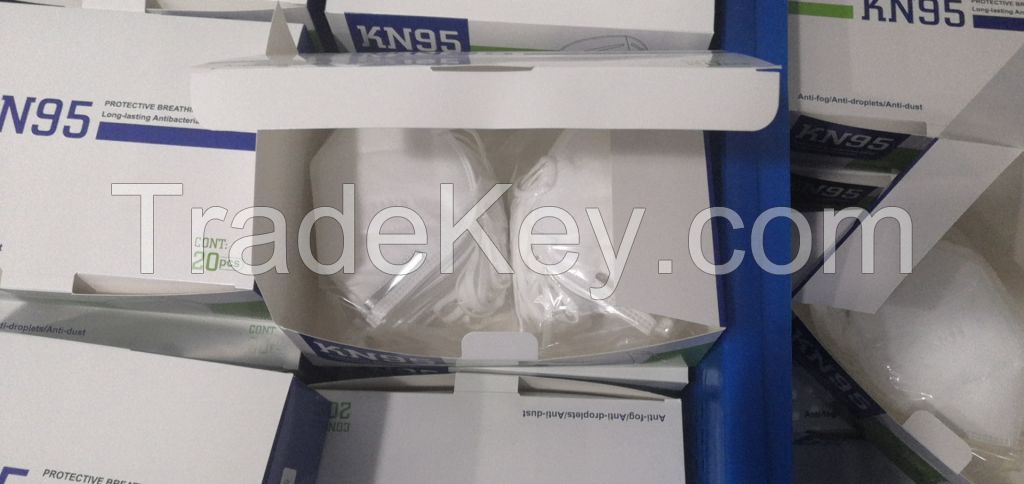 Disposable non-woven KN95 face masks.