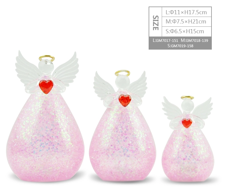 Hot Sale Beautiful Blown Small Clear Glass Angel Christmas Ornaments Figurine For Xmas Holiday Gift and Decoration