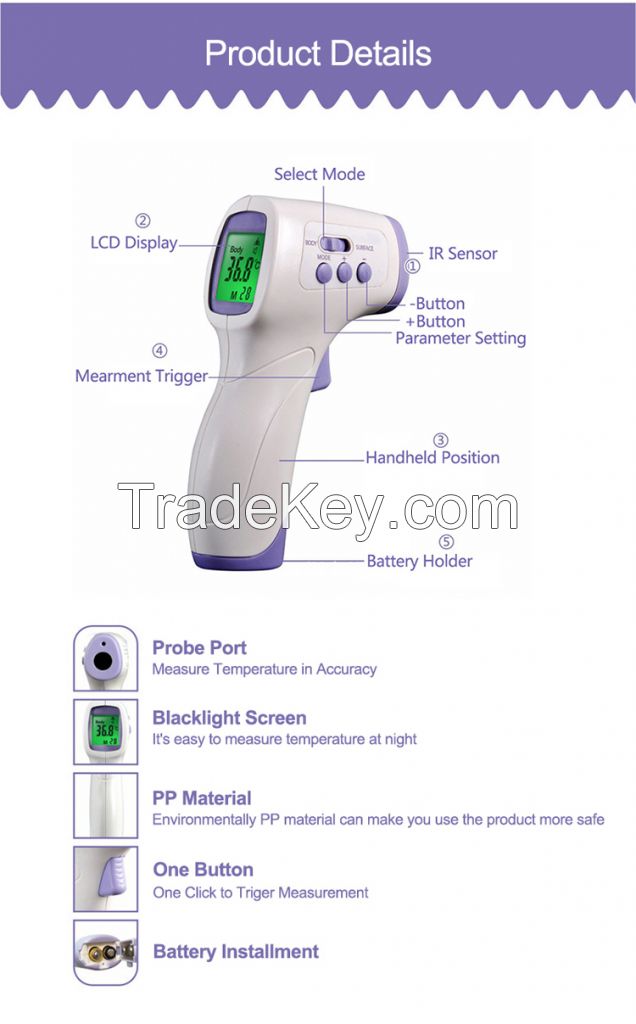 Infrared Body Fever Temperature Alarm Thermometer DM300 