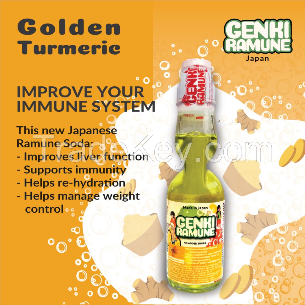 Golden Turmeric  Genki (HEALTHY) Ramune Soda