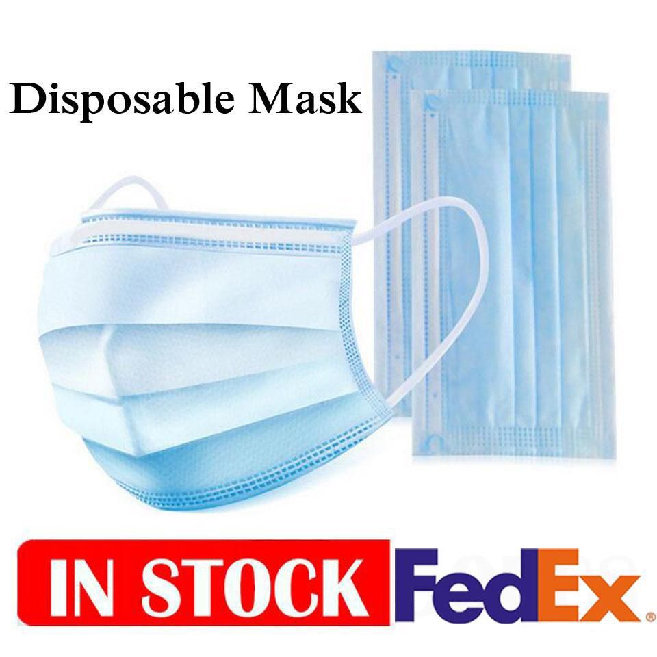 Fast Delivey Wholesale Disposable Face Mask Breathable Dust Proof Respirator Masks Cover 3 Layers Non-Woven Earloop Nose Mouth Masks