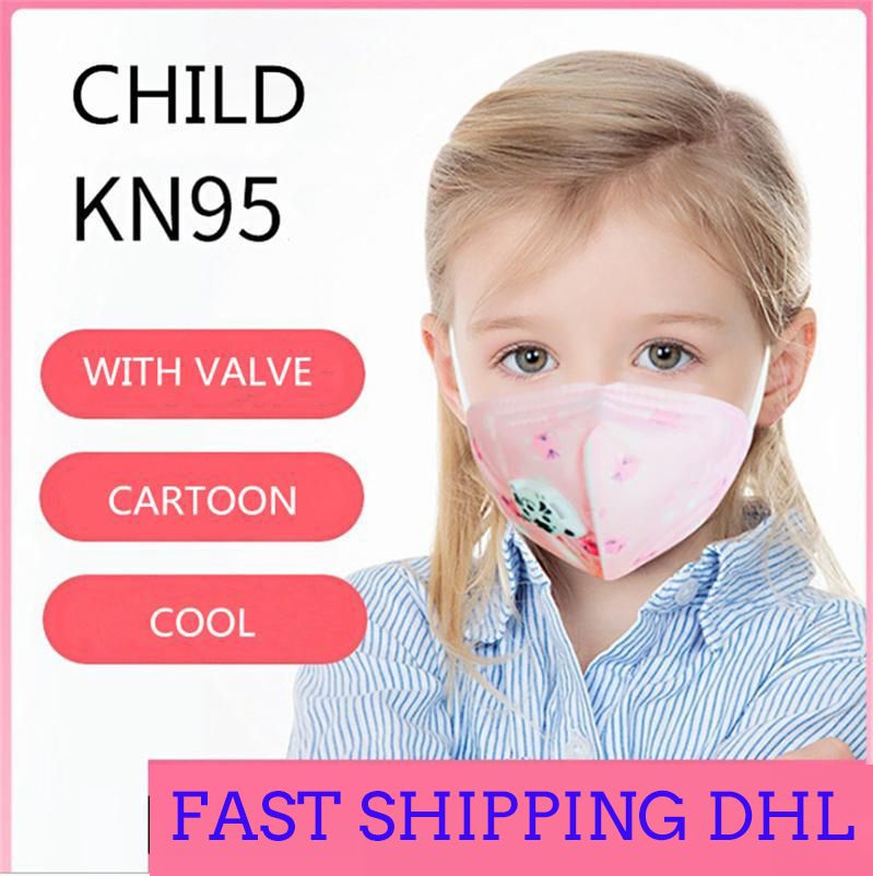 kids KN95 valves Face Mask kid anti dust N95 youth child Protective with breather Valve masks reusable children mask 4 Layers boy girl