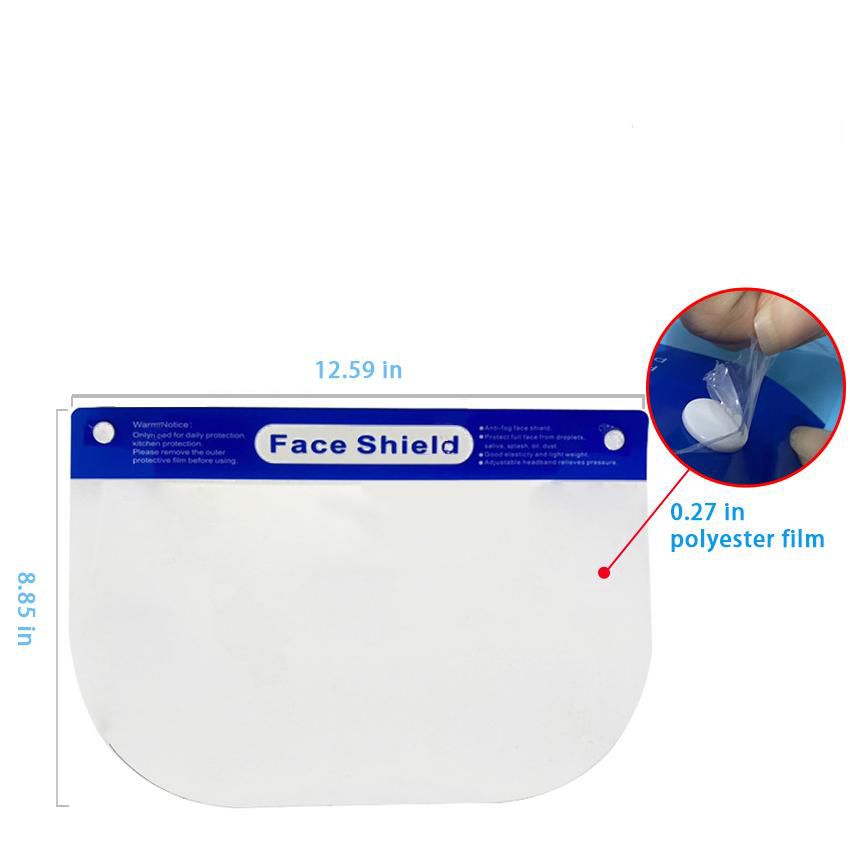 Face shield mask Anti-fog Isolation Full Protective masks with Elastic band HD Transparent PET protection mask