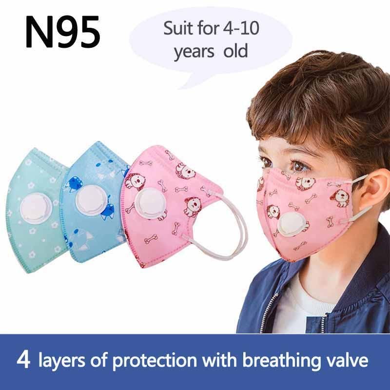 Kids N95 Mask Child Safety 4 Layer Protective Mask Anti Dust PM2.5 Masks Kn95 Respirator Filter Valve Child Face Mask