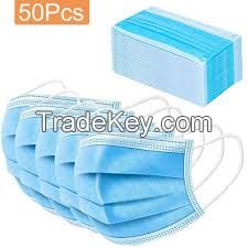 Aosen MedTech Ce Certificate 3Ply Non-Woven Fabric Material Disposable Blue Face Mask 