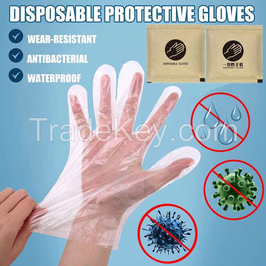 Disposable Hand Gloves PE Gloves Clear in Vinyl Powder Free for Cooking Cleaning Restaurant Clinic Factory Workshop Laborat