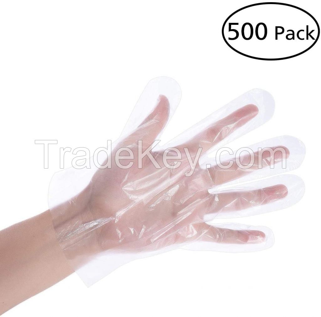 Disposable Hand Gloves PE Gloves Clear in Vinyl Powder Free for Cooking Cleaning Restaurant Clinic Factory Workshop Laborat