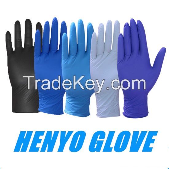 FREE SAMPLE spot High quality blue oem rubber durable long working latex glove nitrile disposable safety glove nitrile glove 