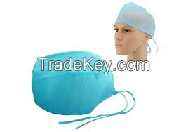 Disposable nonwoven PP/SMS head cap medical cap doctor cap surgical cap with tie on