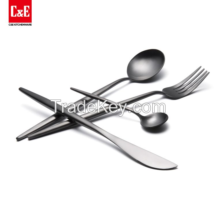 4 Piece New Design Black Stainless Steel Flatware Set Cutlery Set