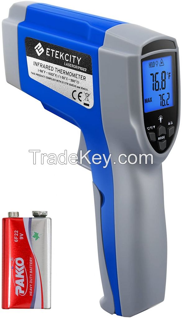 New Etekcity 1022 Digital Laser Infrared Thermometer Temperature Gun Non contact  58 102  50  550  with Adjustable Emissivity and Max Measure