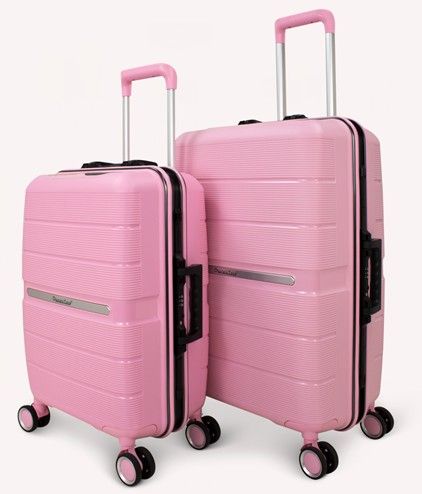 Factory offers high quality unbreakable PP luggage sets TSA lock rolling luggage