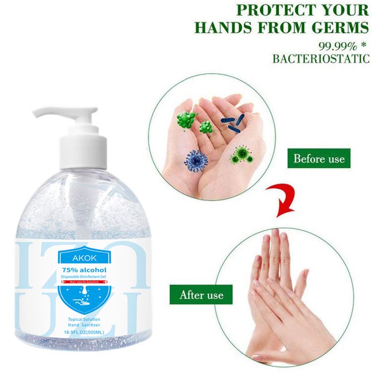 AKOK 500ml hand sanitizer gel with alcohol content 75% sanitising gel