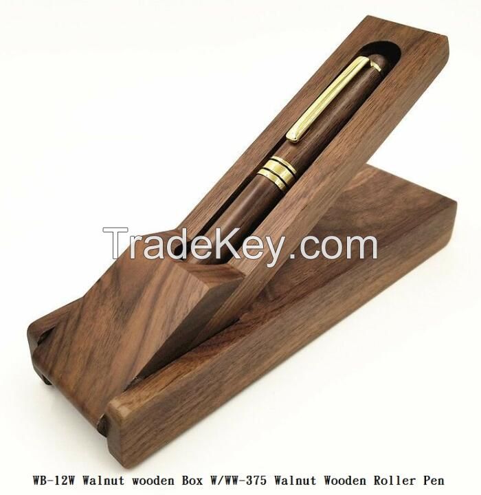 WB-12 Single Wooden Box W/ Wooden Pen