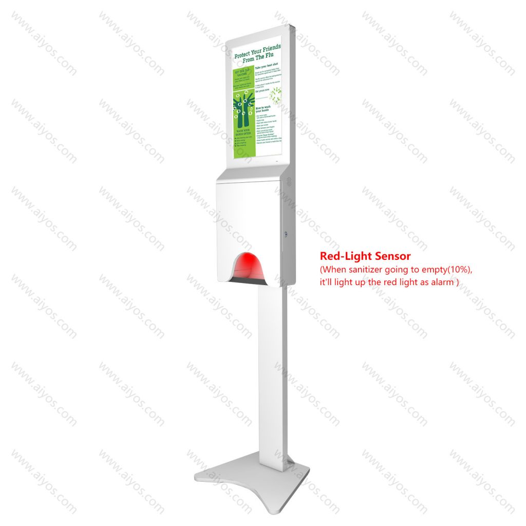 Automatic Floor Stand Hand Sanitizer Dispenser LCD Screen Digital Signage